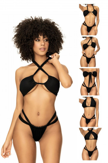 Maillot de Bain Sexy Strappy 2 Pièces Multipositionnable