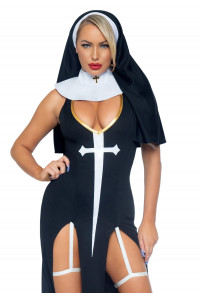 Costume Mini Robe Libertine Nonne Bonne Soeur Sexy Leg Avenue