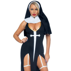 Costume Mini Robe Libertine Nonne Bonne Soeur Sexy