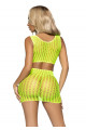 Ensemble 2 Pièces Sexy Top et Jupe Crochet Jaune Néon Leg Avenue