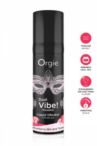 Gel d'Excitation Dual Vibe Strawberry Gin Tonic Liquid Vibrator Orgie