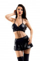 Ensemble Wetlook Noir Top Mini Jupe Plissée GLOSSY