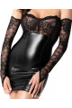 Robe Sexy ClubWear Libertin Harmonia Wetlook et Dentelle avec Manchettes Noir HandMade