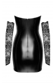 Robe Sexy ClubWear Libertin Harmonia Wetlook et Dentelle avec Manchettes Noir HandMade