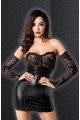 Robe Sexy ClubWear Libertin Harmonia Wetlook et Dentelle avec Manchettes Noir HandMade