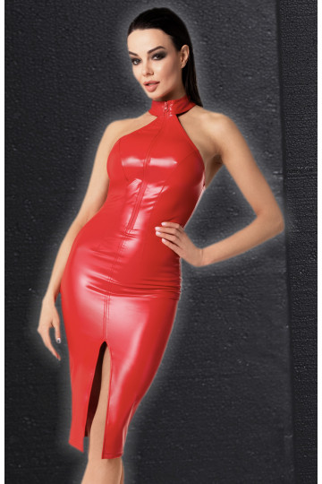 Robe Mi Longue Wetlook Moulante Fetish Rouge Orgia