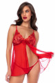 Nuisette Babydoll Sexy Rouge et String Assorti Mapalé