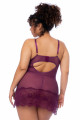 Nuisette Dentelle Grande Taille Bordeaux et String Assorti Mapalé