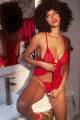 Nuisette Courte Rouge String Assorti Mapalé