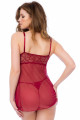 Nuisette Sexy Transparente Fendue et String Framboise Mapalé