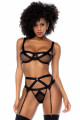 Ensemble Strappy Maille Transparente Porte Jarretelles