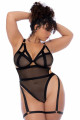 Body Strappy String Porte Jarretières Grande Taille Noir Mapalé