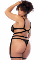 Body Strappy String Porte Jarretières Grande Taille Noir Mapalé