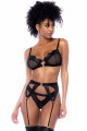 Ensemble Sexy Porte Jarretelles Wetlook Noir 3 pièces Mapalé