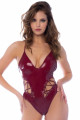 Body String Fetish Laçage Corset Cotés Vinyle Bordeaux Dos Nu Mapalé