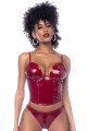 Ensemble Bustier Vinyle Bordeaux Fetish 2 Pièces Mapalé