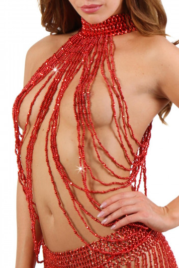 Top en Perles Rouge