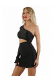 Robe Noire Asymetrique Moulante Sexy Chic