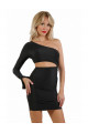 Robe Noire Asymetrique Moulante Sexy Chic