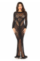 Robe Lingerie Transparente Manches Longues