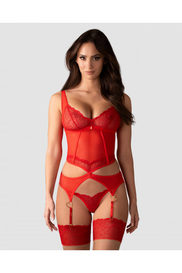 Corset et String Cupide Desir Rouge