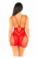 Mini Robe Dentelle Résille Rouge