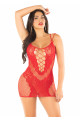 Mini Robe Dentelle Résille Rouge