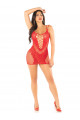 Mini Robe Dentelle Résille Rouge