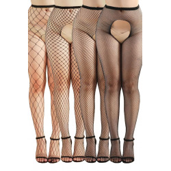 Lot 4 Collants Ouverts Résille Noir