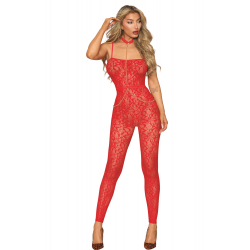 Combi Bodystocking Chainettes Amovibles sans couture Fantaisie Rouge