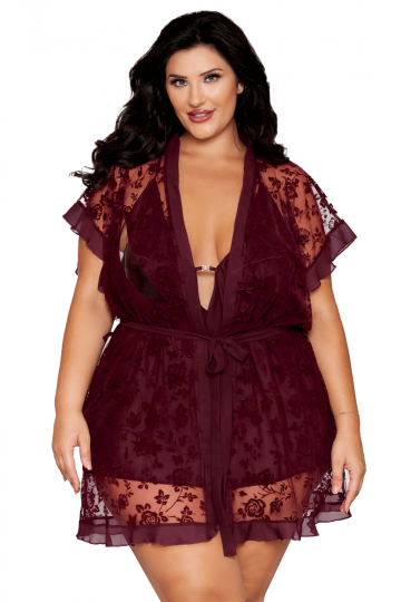 Nuisette et Peignoir Grande Taille Aubergine