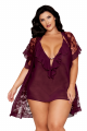 Nuisette et Peignoir Grande Taille Aubergine Dreamgirl