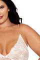 Nuisette Longue Blanche Grande Taille Dentelle Florale et String Assorti Dreamgirl