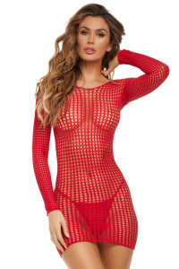 Robe Lingerie Résille Fantaisie Rouge René Rofé