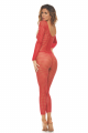 Combinaison Bodystocking Ouverte à l'Entrejambe Rouge René Rofé