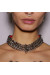 Collier Choker Chaines Cuir Rouge