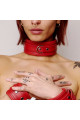 Collier Cuir Molletonné Rouge et Attaches Argentées BDSM Fetish The Sinners