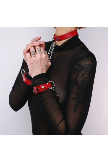 Collier Menottes Rouge Fetish SM BDSM