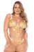 Nuisette Sexy Transparente Grande Taille Brodée Jaune et String