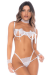 Ensemble Sexy Lingerie Mariage Dentelle à cils Blanche 4 pièces 