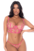Ensemble Résille Brodée Rose 2 Pièces