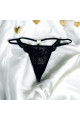 String Bijou Cœur Doré Dentelle Noir Be Lily Panties