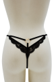String Bijou Cœur Doré Dentelle Noir Be Lily Panties
