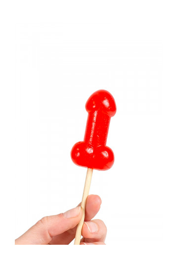 Sucette Pénis à la Cerise Effet Chauffant Épicé 