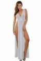 Robe Taille M Longue Micro Résille Dentelle Blanche Ultra Fendue Soisbelle