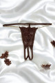 String Dentelle Ouvert Chaînes Dorées Marron Be Lily Panties