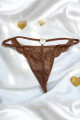 String Bijou Cœur Doré Dentelle Taupe