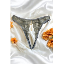 String Gris Bijou Couleur Aléatoire et Chaîne Dorée