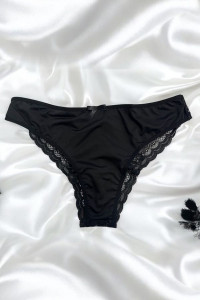 Culotte Dentelle Nœud Satin Noir Be Lily Panties