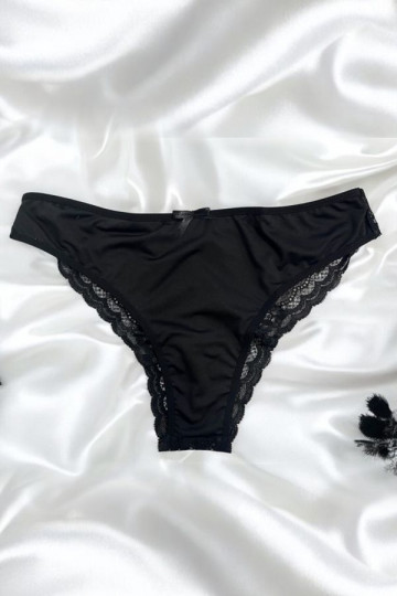 Culotte Dentelle Nœud Satin Noir